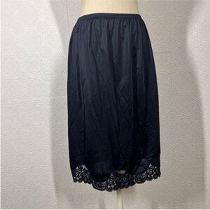 Vanity Fair Black Midi Skirt with Lace Hem